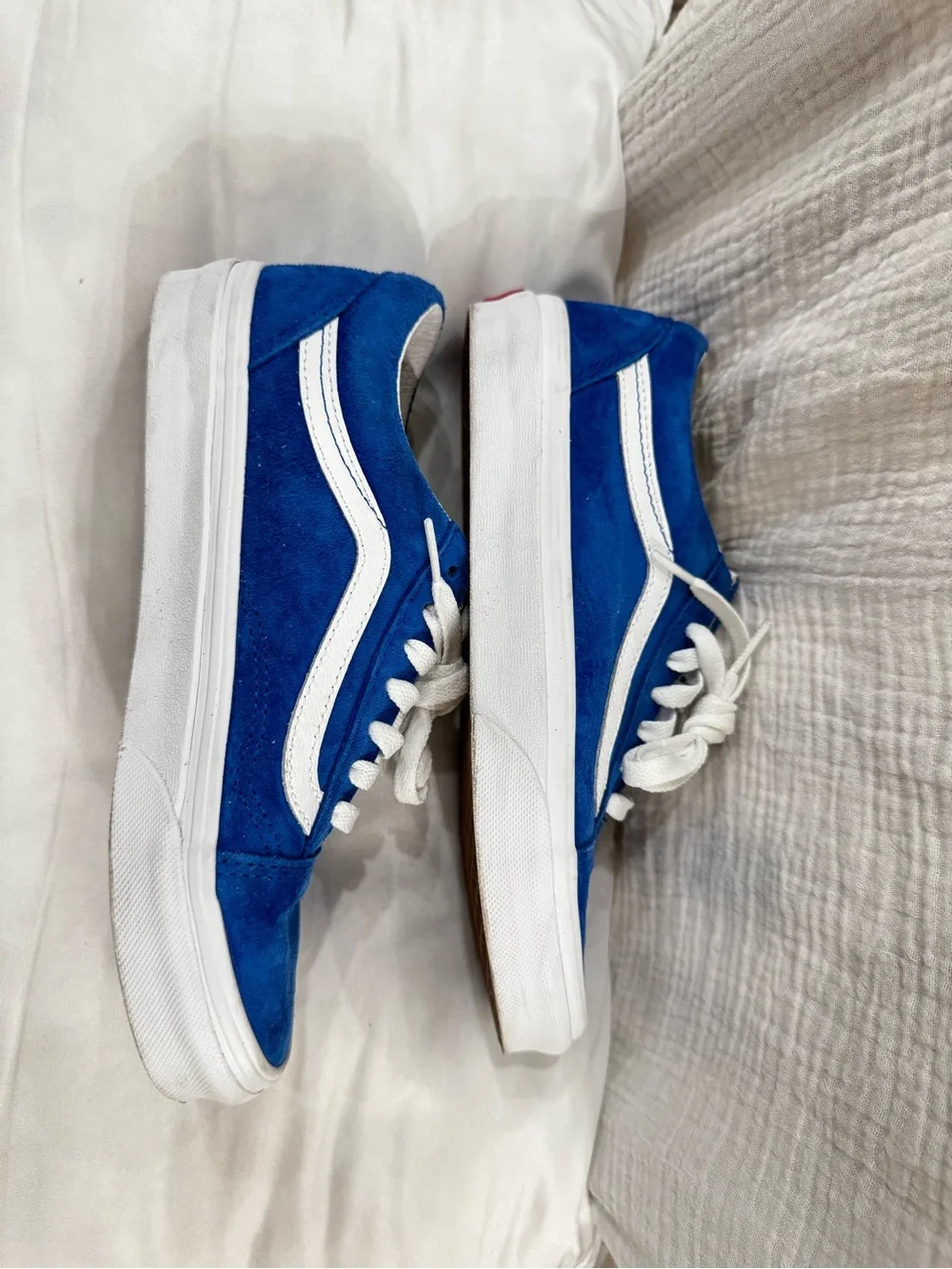 Vans Royal Blue Suede Low-Top Sneakers with White Stripe